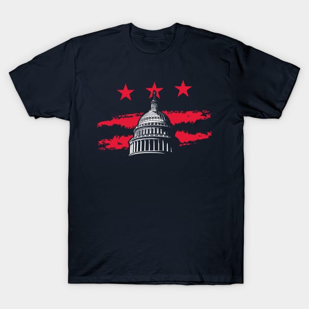 Washington DC Flag Capitol T-Shirt by stayfrostybro